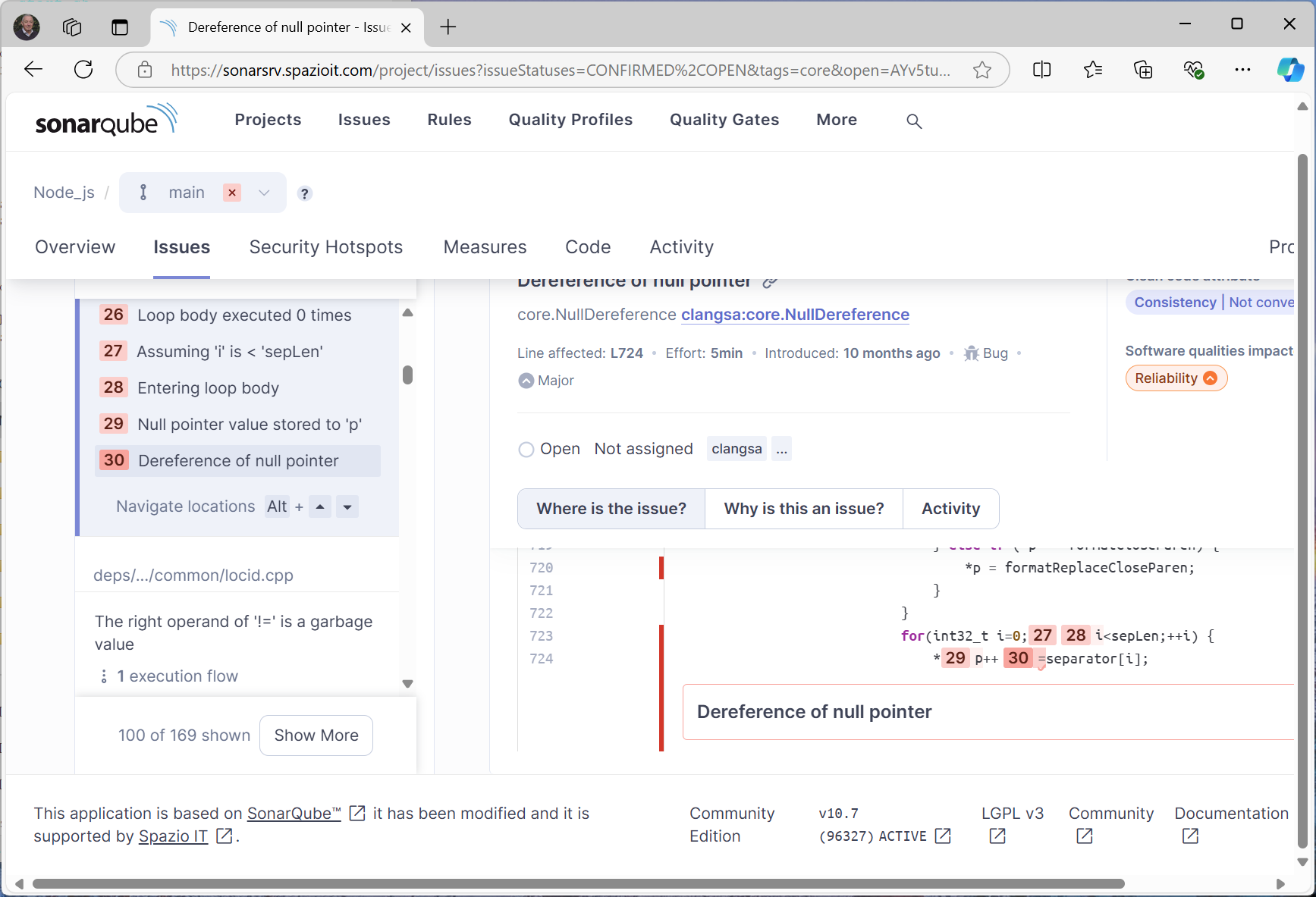 Il C/C++ Plugin di Spazio IT integrato con SonarQube 10.7.