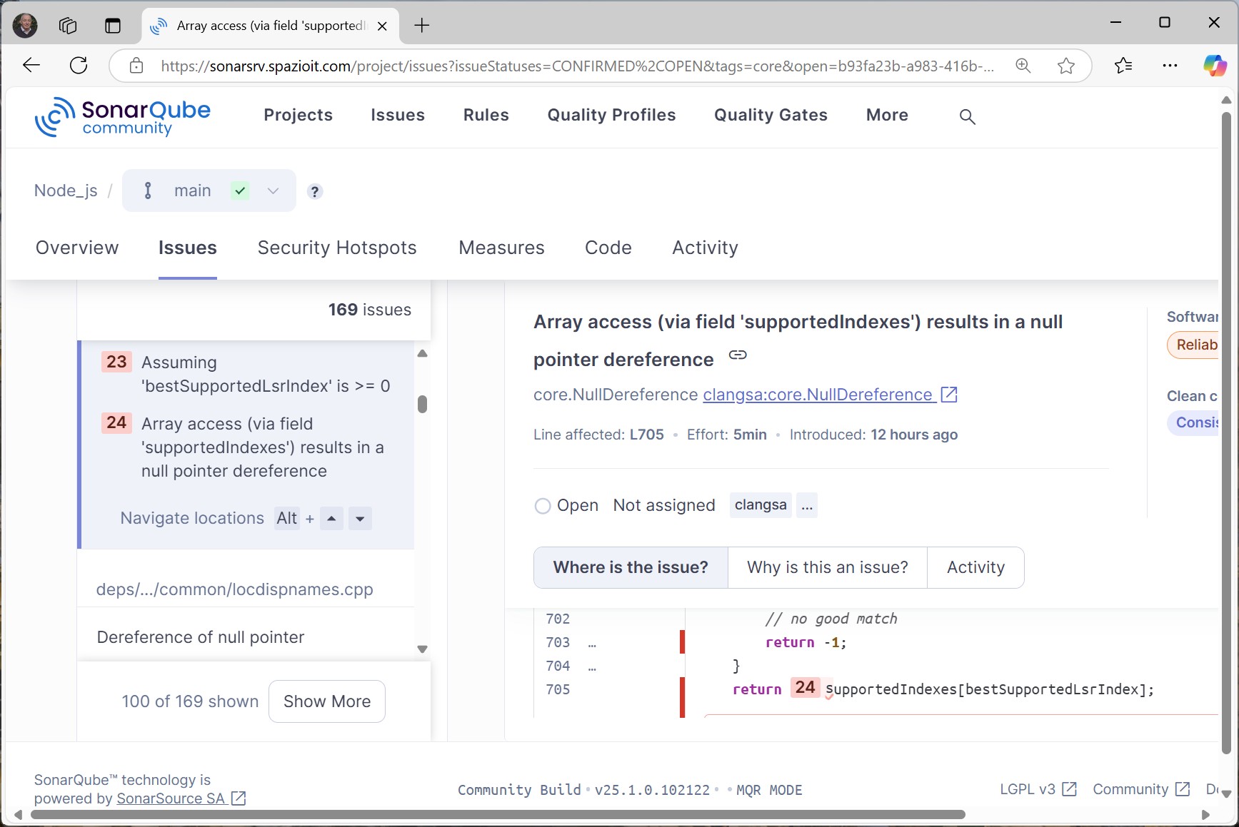 Il C/C++ Plugin di Spazio IT integrato con SonarQube 25.1.